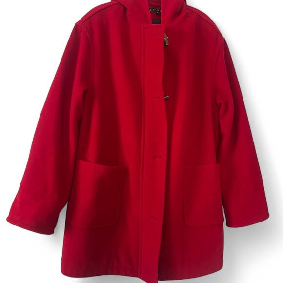 Vintage Women's100% Wool Red coat with Hood Size 1X - Picture 2 of 7